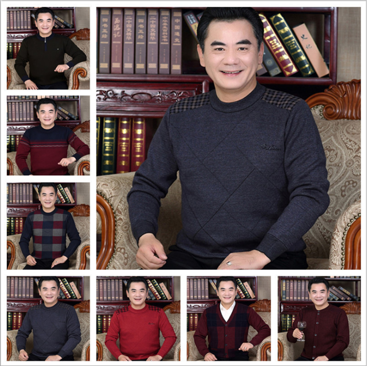 保暖毛衣休闲长袖圆领外贸出口T恤服装批发秋装库存长袖男装t恤