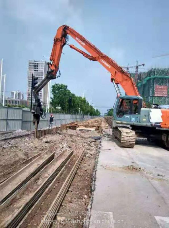 太仓拉森钢板桩租赁水上桥墩拉森桩围堰卡特349打拔桩机出租太仓老桥