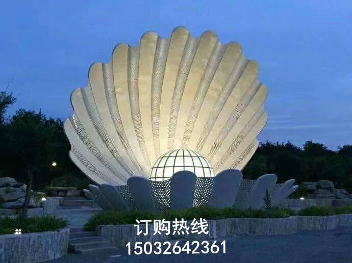 玻璃钢贝壳雕塑 露天雕塑 水景贝壳雕塑厂家