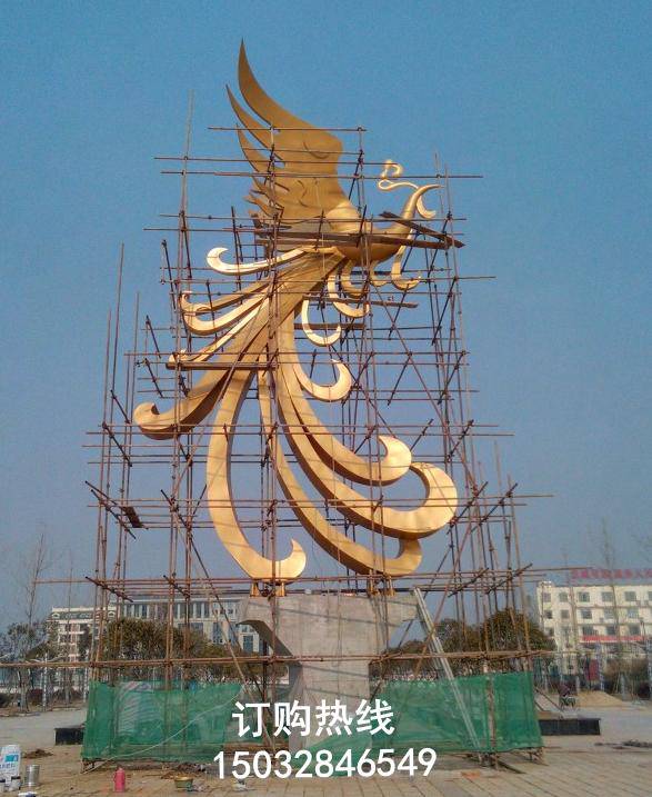 仿真凤鸟雕塑厂家 锻造工艺 圆雕凤鸟雕塑厂家  校园雕塑