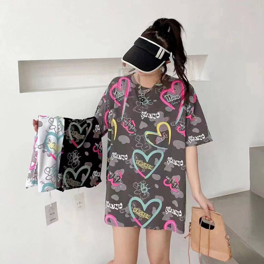 实体店时尚休闲T恤批货源河北邯郸邱县女装短袖衫厂家时装夏季短袖T恤批发商