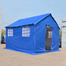 抗震赈灾3x4蓝色牛津布帐篷野营防风挡雨帐篷框架式住人单帐篷合盾