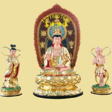 寺庙善财龙女神像敦煌彩观音菩萨像贴金送子观音神像手工工艺品图片