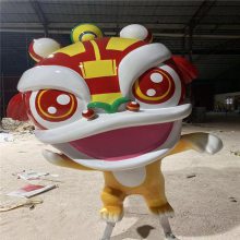 阳江狮子雕塑 彩绘舞狮造型雕塑 吉祥物玻璃钢雕塑