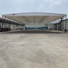 广州黄埔上门安装悬空式遮电动雨棚户外移动仓库遮阳篷 布轮式收缩