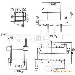 供应骨架ee19 e19 卧式4-4针 尺寸图