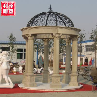定制六柱欧式大理石凉亭景观雕刻新中式阳光板8柱景亭雕像
