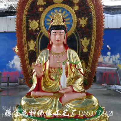 豫莲花佛像厂家批发定制 大雄宝典寺庙供奉 文殊菩萨高清图 韦陀珈蓝
