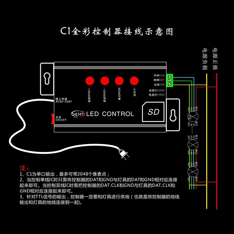 led全彩控外露灯串模组灯条点光源控制器sd卡4000个点可编程序控制器