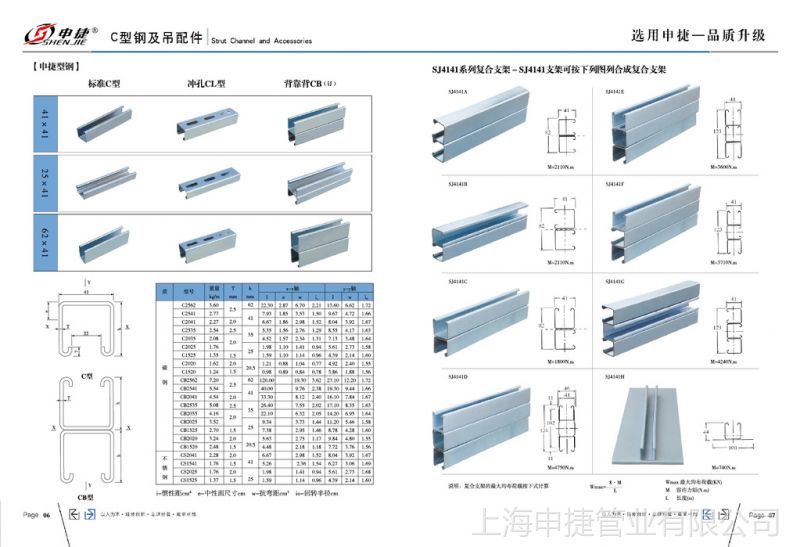供应上海申捷带防滑齿c型钢导轨带筋414125图片