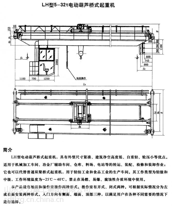 lh型532t電動葫蘆橋式起重機山東天力18205485506