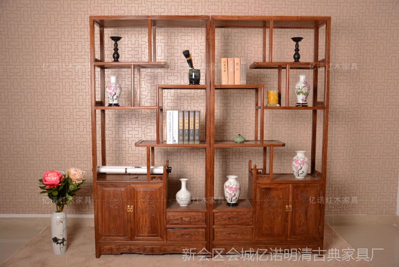郑州红木家具亿诺红木家具小海棠博古架图片