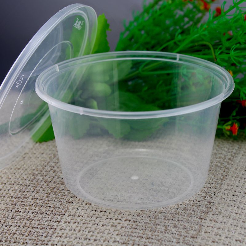 供应悦盛圆形450ml一次性餐盒带盖汤碗饭盒快餐打包盒塑料打包碗批发