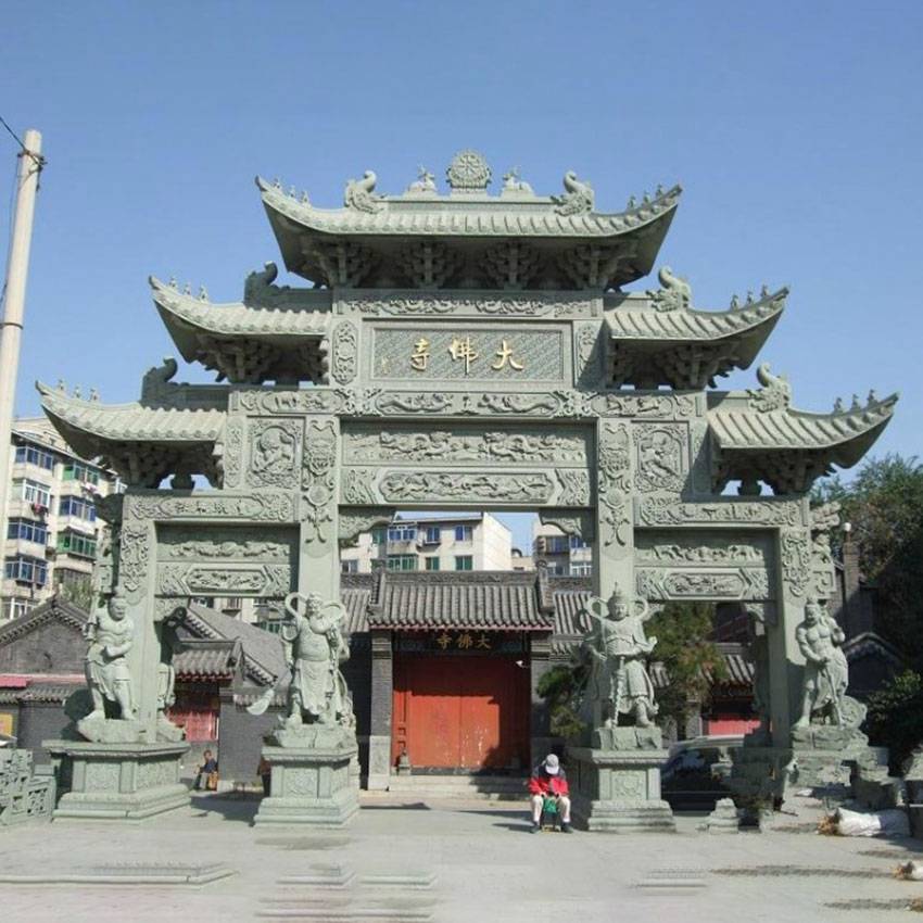 古建园林入口石牌坊花岗岩三孔石雕牌楼规格图案按需制作雕刻