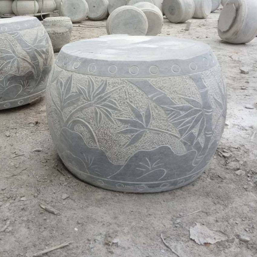 现代古建石头柱墩圆形雕花石墩样式图片