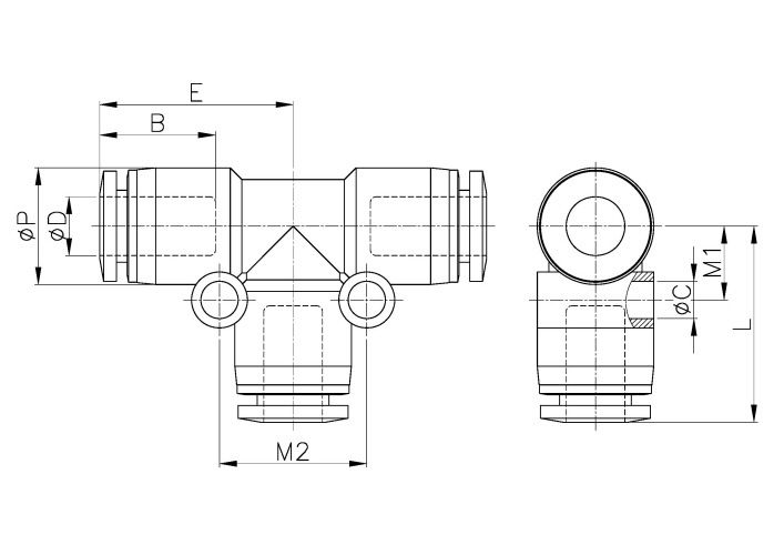 供应韩国t型三通接头塑料三通接头put08