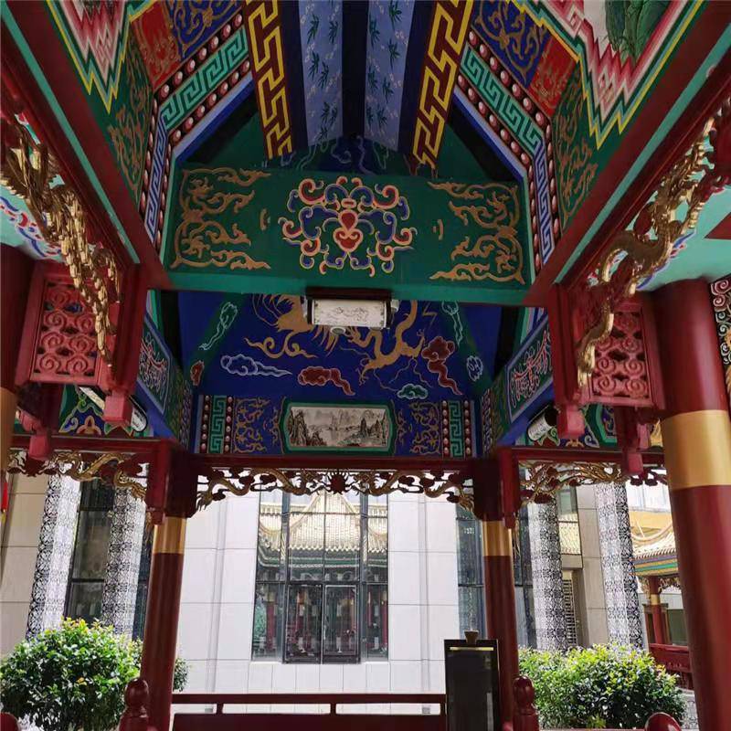 上海游廊彩绘价格 油漆彩绘设计 仿古祠堂彩绘
