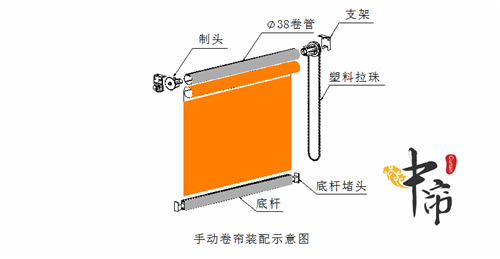 中簾辦公阻燃手動拉珠捲簾