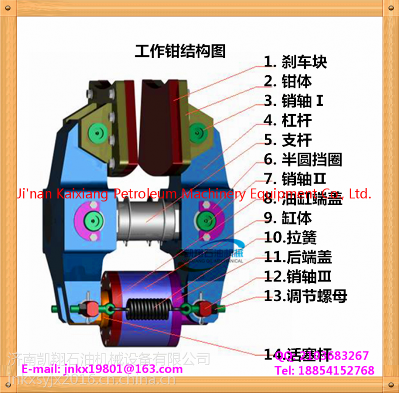 凯翔石油液压盘刹配件:psz65工作钳结构图
