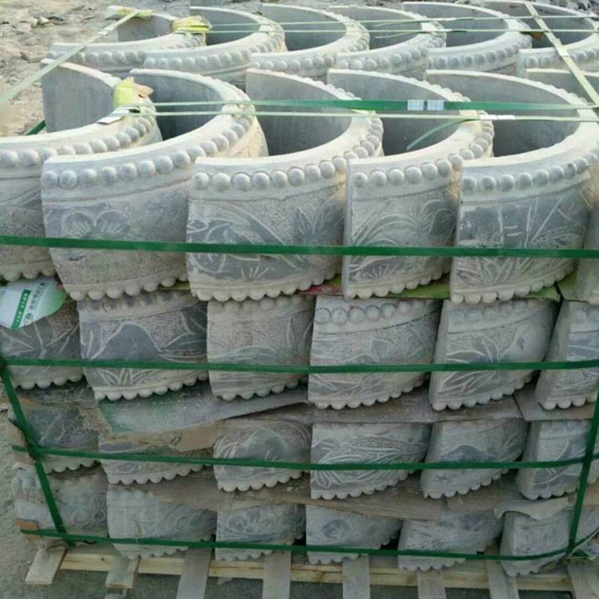 现代古建石头柱墩圆形雕花石墩样式图片