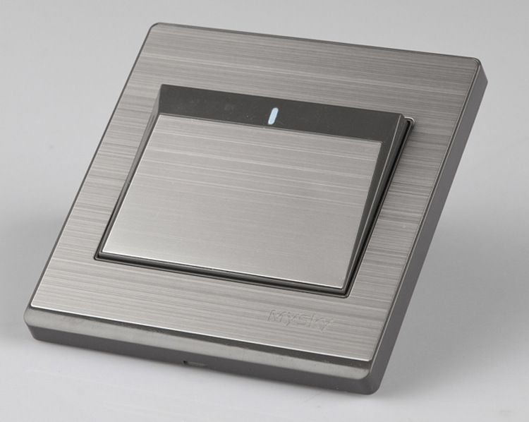 供应美斯克86型墙壁开关面板金属拉丝一开单zte