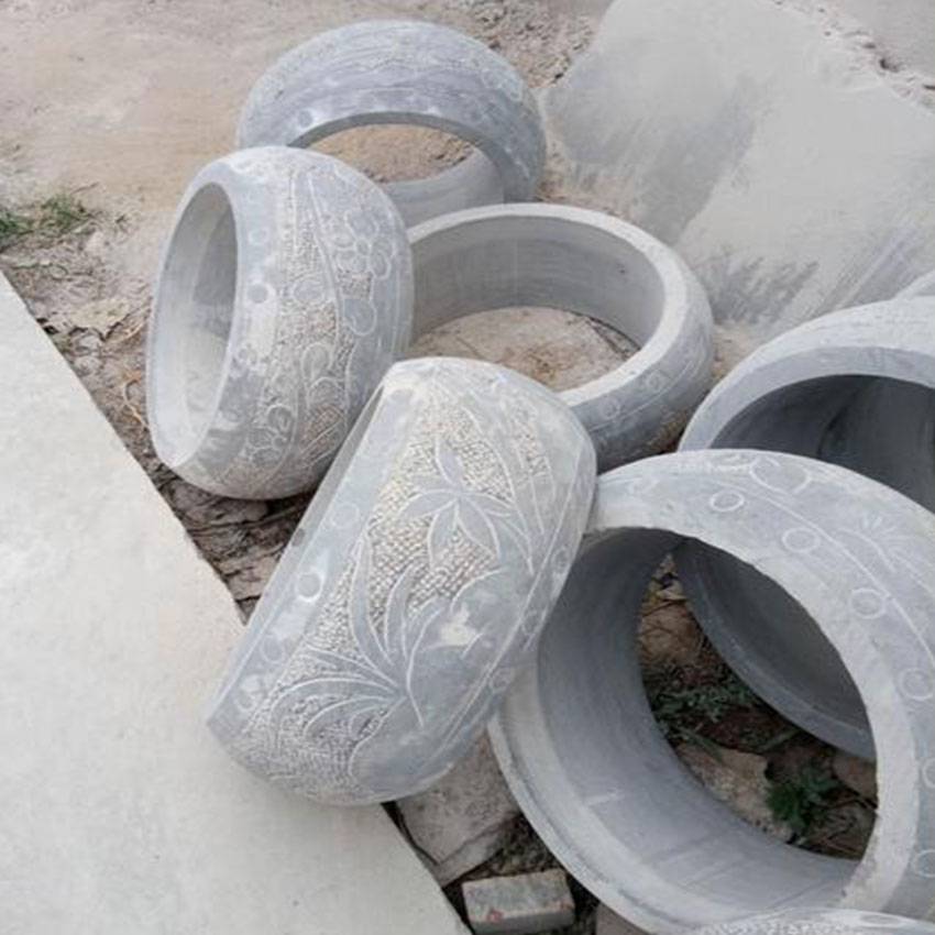 现代古建石头柱墩圆形雕花石墩样式图片