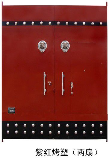 供应农村大铁门山东厂家批发红仿木门图片