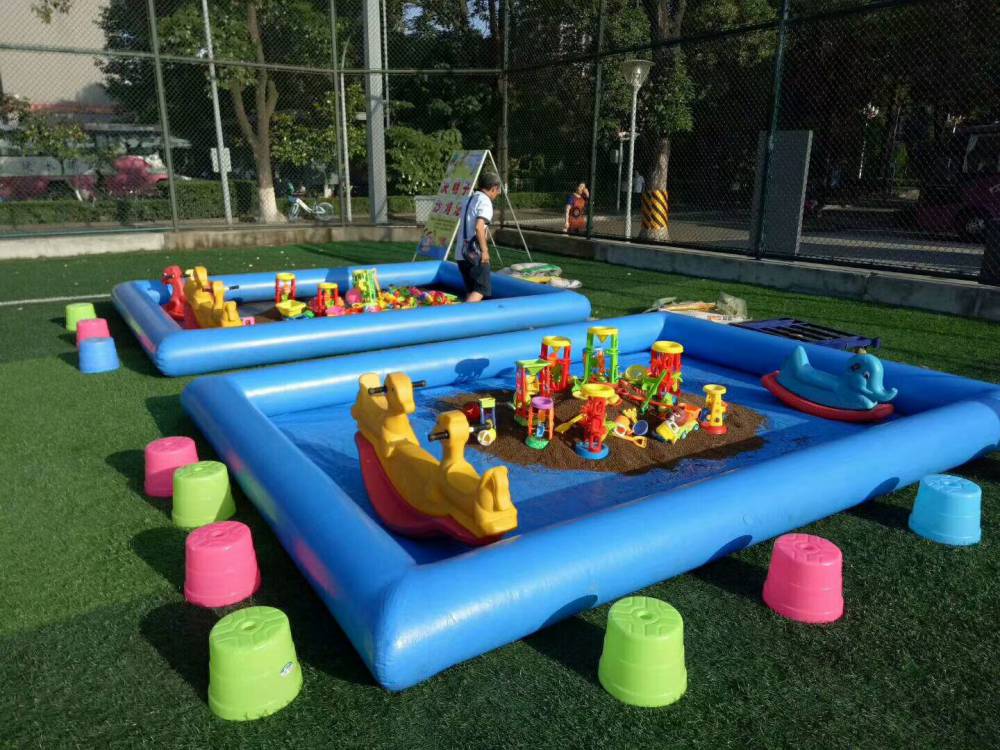 彩色水池加厚pvc材料充气摸鱼池郑州心悦充气钓鱼池厂家