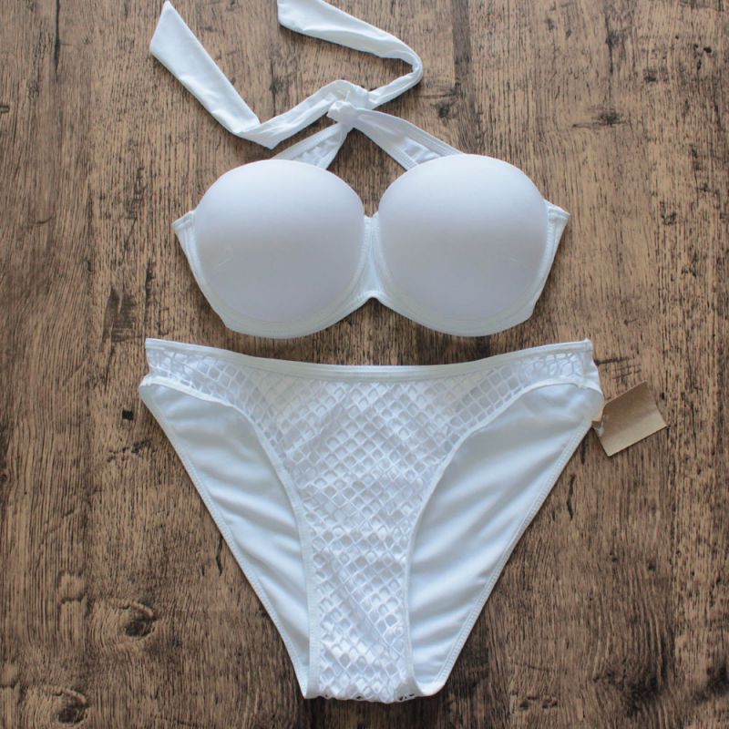 2016白色比基尼高质量吊带性感泳装图片