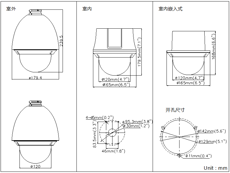 haikangweishi海康威视dsae4162a3小迷你4寸700tvl模拟球机