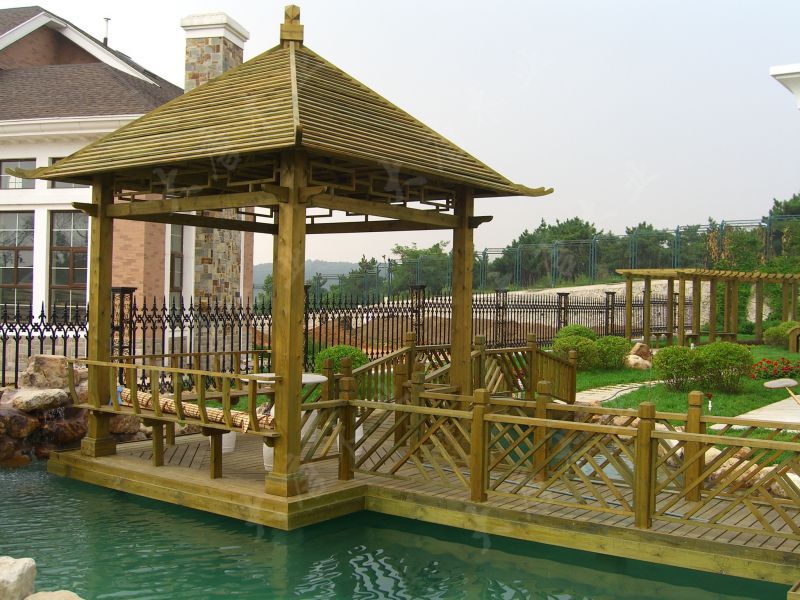 木亭子防腐木亭小区休闲木屋凉亭休息赏景木亭带座椅可定制