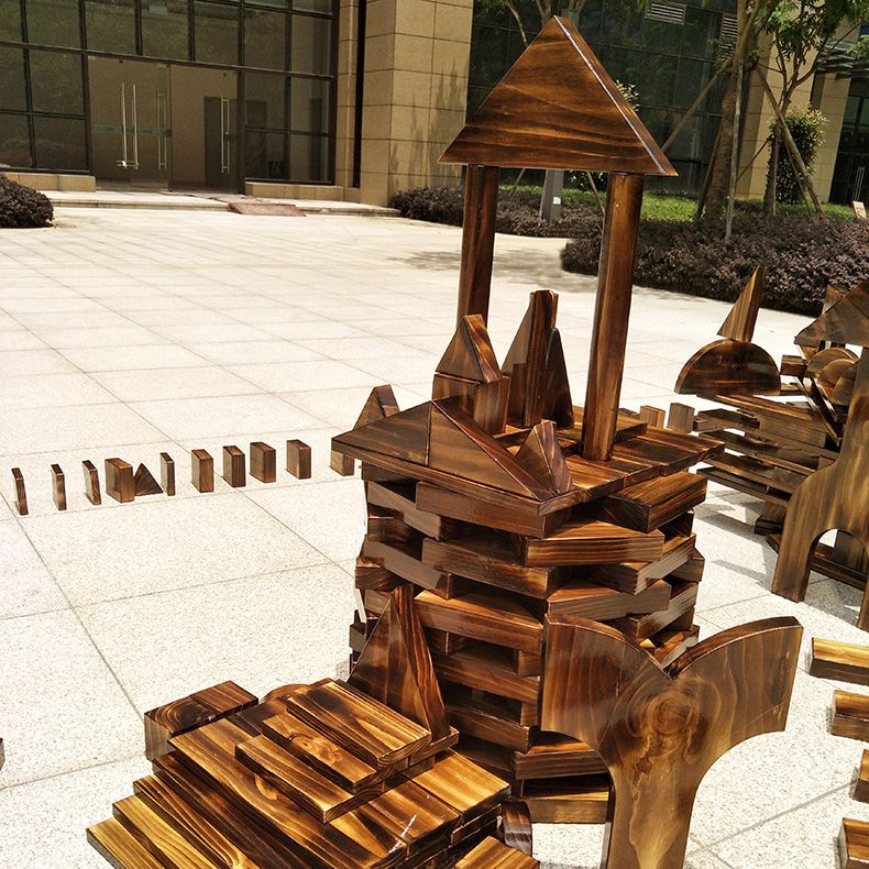 向天歌户外大型积木木制幼儿园碳化大积木炭烧积木儿童早教益智积木