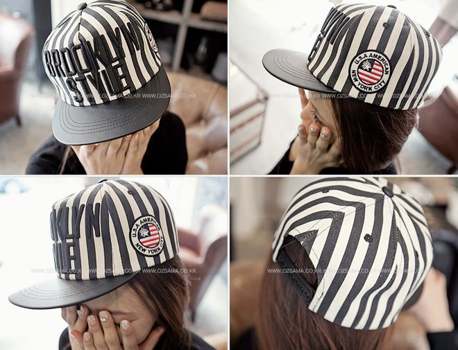 男女士韩版brooklyn字母条纹平沿帽嘻哈街舞棒球帽子批发