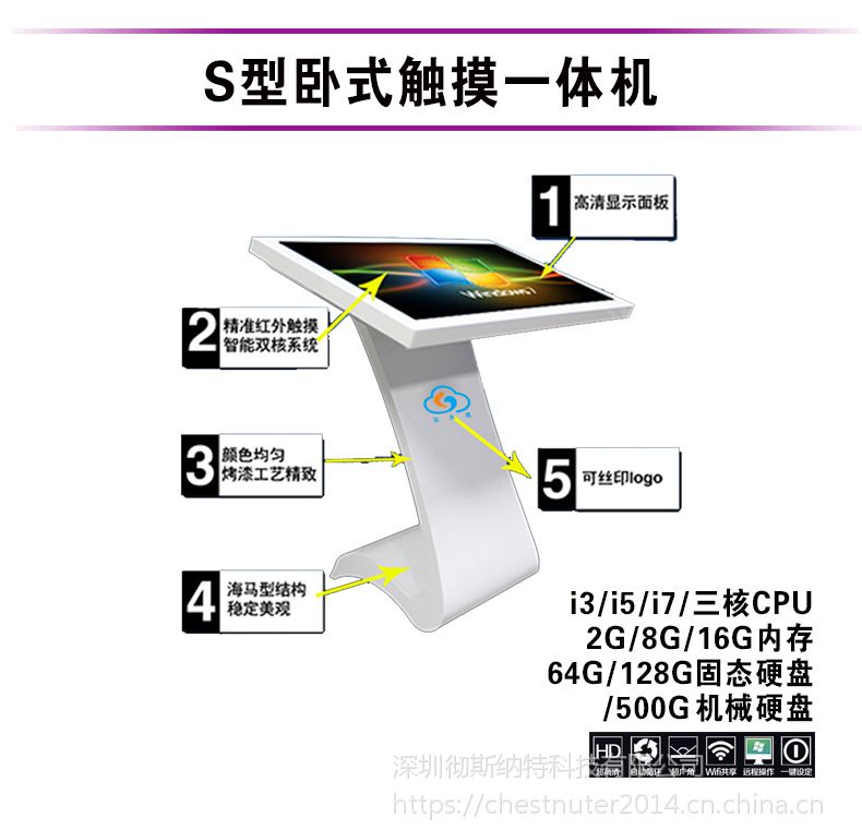 廠家批發42寸s型臥式安卓廣告機42寸臥式觸控一體機紅外真6點一體機