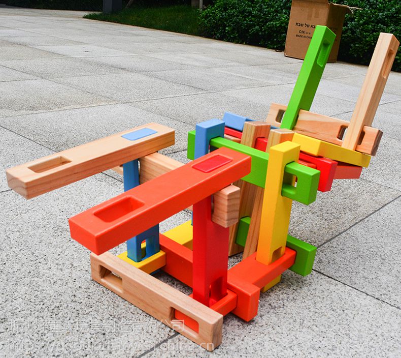 steam教育锁扣积木大型儿童早教拼插积木彩色创客木制玩具教具