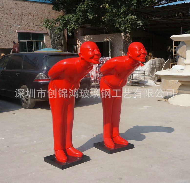 笑脸鞠躬迎宾人物造型雕塑酒店大门装饰摆设