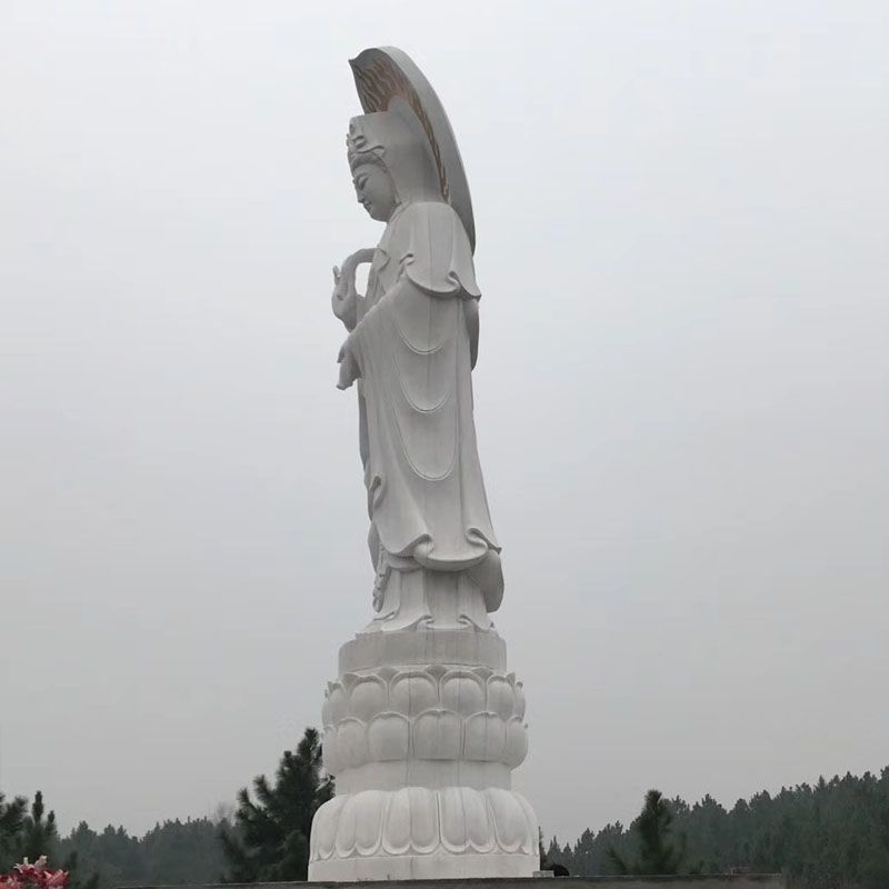 石雕观音佛像汉白玉大型寺庙滴水观音菩萨雕像家用镇宅保平像雕塑摆件