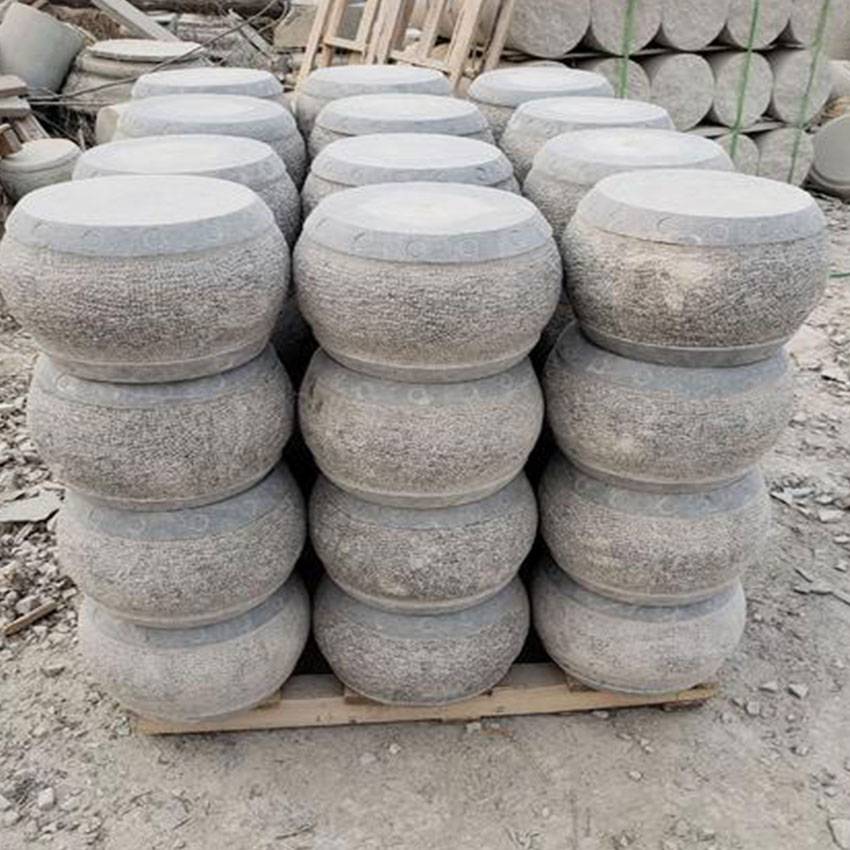 寺庙莲花柱墩圆形石头雕花墩子石头底座