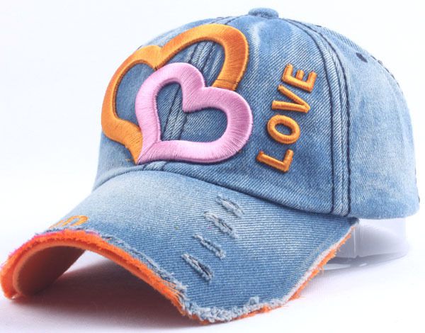 帽子批发韩版女士爱心love牛仔帽户外休闲遮阳帽棒球帽