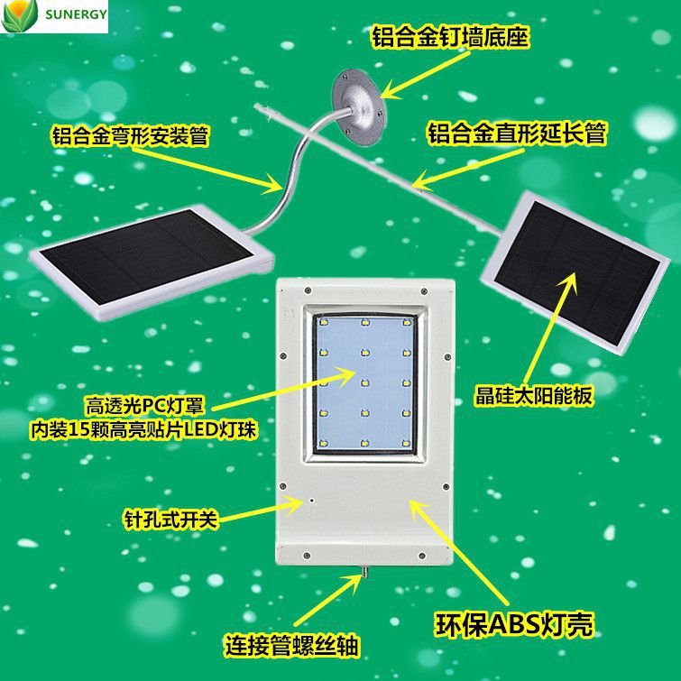 防雨15led太陽能壁燈超薄型光控感應太陽能庭院燈牆壁燈別墅照明