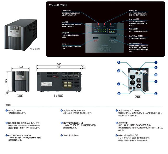 値下げ！新品未開封 三菱電機 UPS FW-A10H-0.7K NO.1016 FW-A10H-0.7K 三菱電機製 0.7kVA/490W スタンダードモデル 無