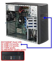 超微 CSE-732D4F-500B 静音 图形工作站机箱 前置USB3.0 1394接口