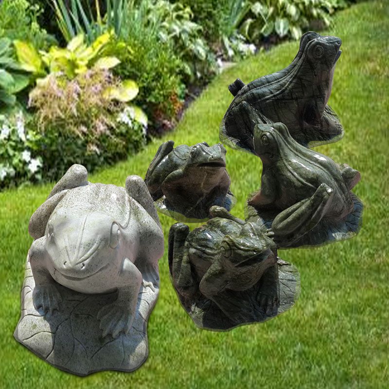 石雕青蛙大理石绿色石头园林草地吐水青蛙动物装饰摆件曲阳万洋雕刻