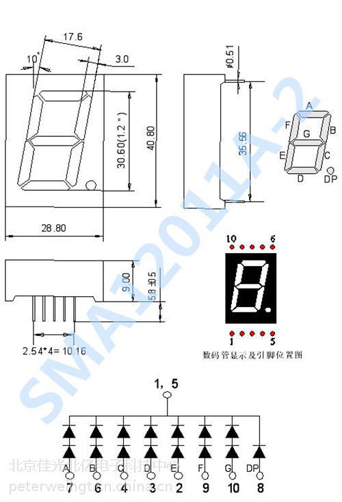 北亿科技12英寸led数码管厂家批发一位七段共阴共阳红光