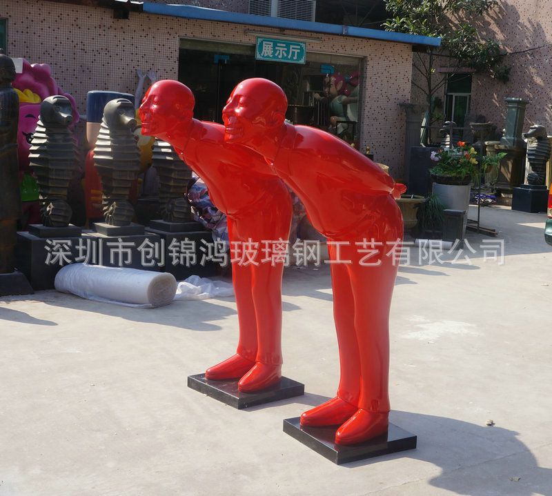 笑脸鞠躬迎宾人物造型雕塑酒店大门装饰摆设