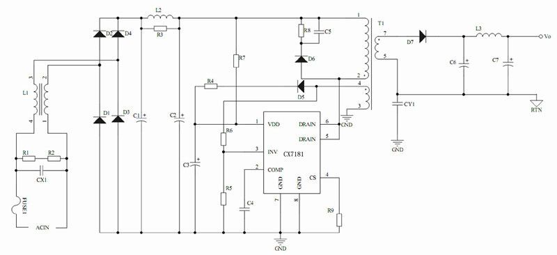 cx7181开关电源ic5v2a手机充电器旅充方案商可替代线性稳压器rcc电源