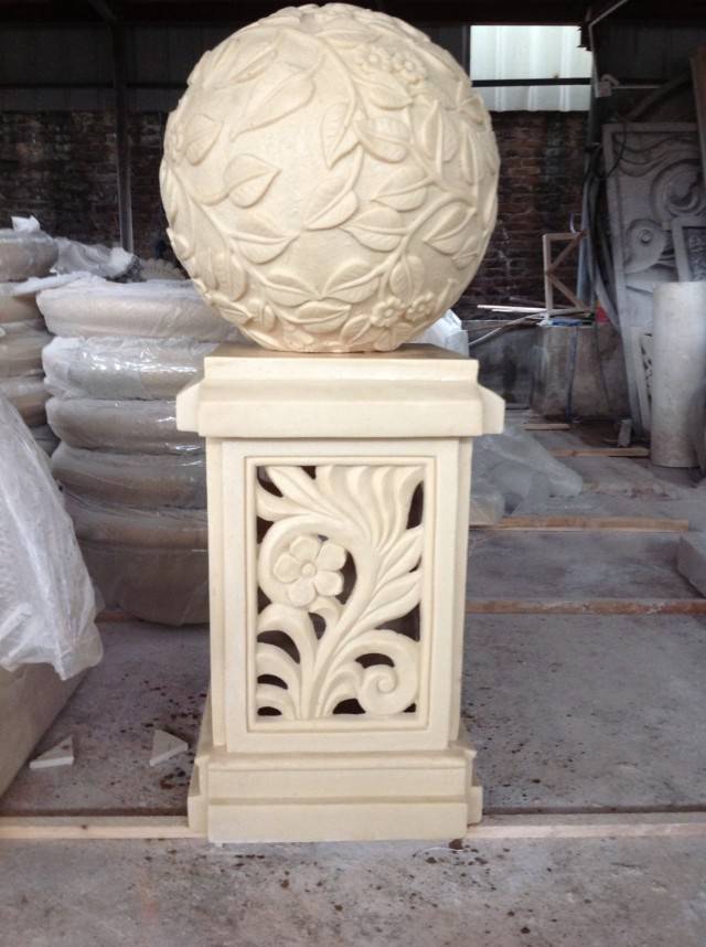 人造石雕镂空灯柱仿砂岩雕花罗马柱酒店大堂黄沙岩透光装饰柱大型树脂