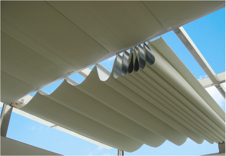 廊坊定做fts圆顶电动天棚帘阳光面料多规格阳光房遮阳帘