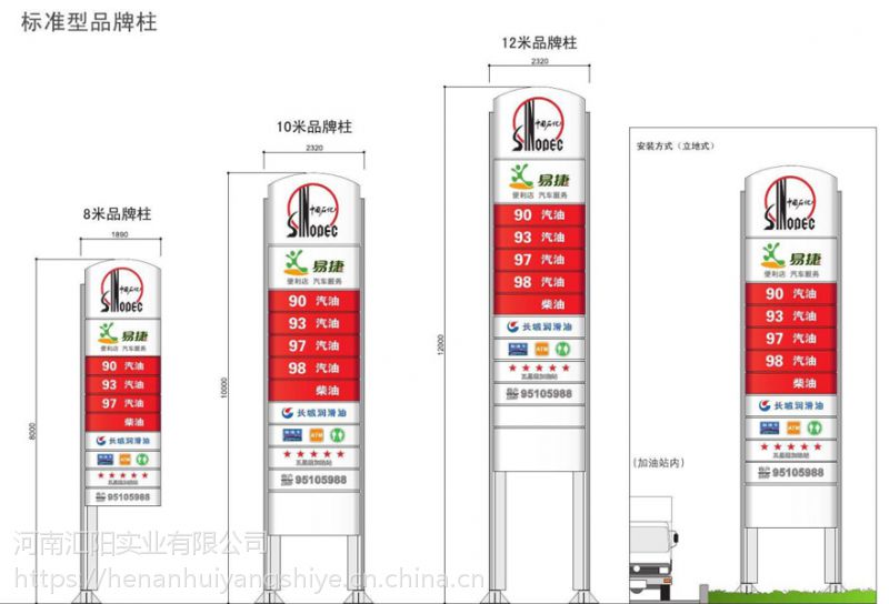 河南汇阳实业加油站灯箱广告牌油品灯箱出入口灯箱檐口灯箱品牌柱加油