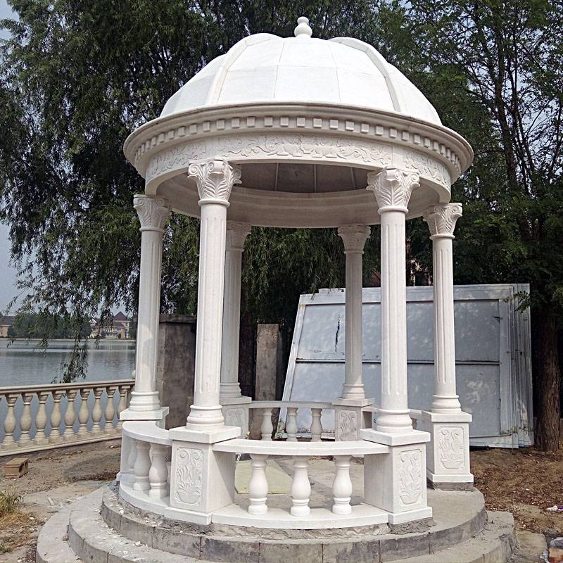 亭子雕刻汉白玉凉亭欧式现代圆形亭子厂家定做安装